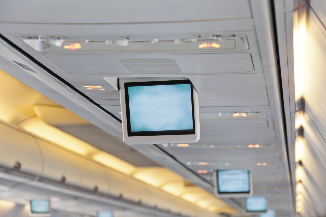 S I R F Airline screen in cabin