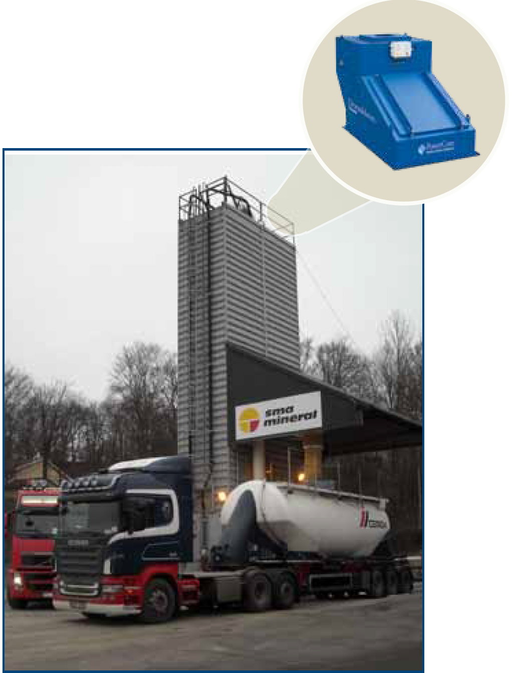 PowerCore® CPV Dust Collector on top of the Silo.