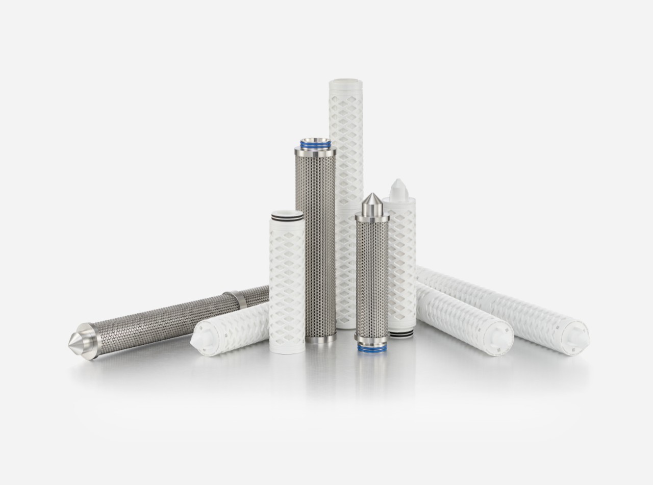 A collection of white and gray LifeTec membrane filters.