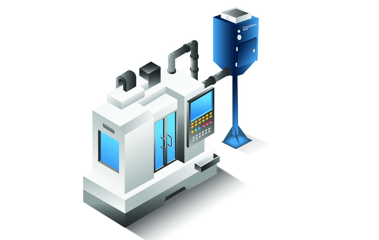 WSO 20 com tubo de pós-filtro canalizado para um centro de usinagem 